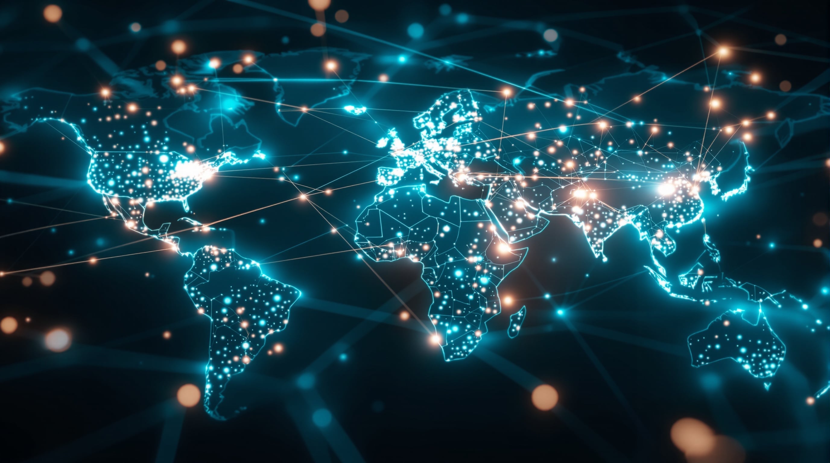 Global surveillance network visualization showing interconnected health data