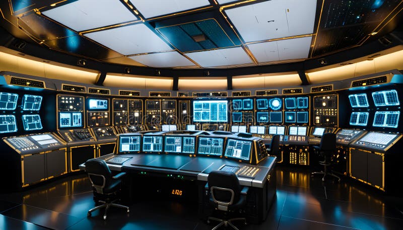 Futuristic health operations command center with surveillance dashboards